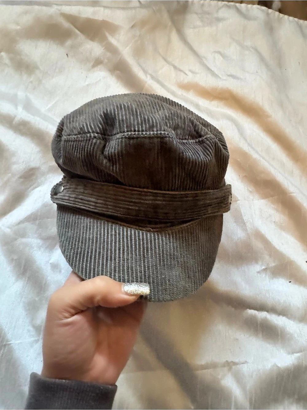 Corduroy Newsboy Hat in Gray